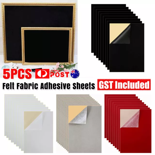 5/10x Felt Fabric Adhesive Sheets Multipurpose Velvet Sheet Sticky Glue Back