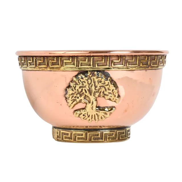 Tree of Life Copper Offering Bowl for Altar Use, Rituals, Incense, Smudging,