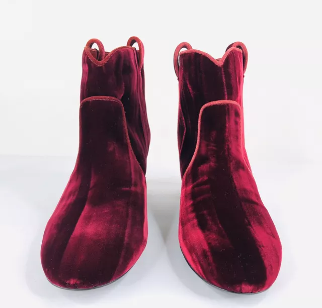 Laurence Dacade Belen Velvet Burgundy Western Ankle Booties Size 37 3