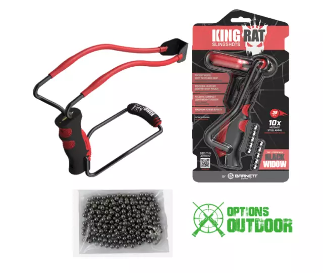 NEW Barnett Black Widow (King Rat) Catapult/Slingshot + 100 X 10mm BB Ammo