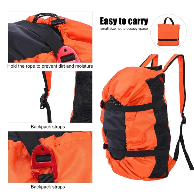 (Orange)Camping Hiking Adjustable Rope Kit Bag Folding Rock Climbing Bag For