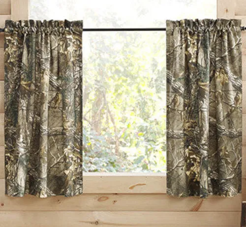 Realtree Xtra Tier Pair (Each 29x36) Camo Curtain Panel Lodge Cabin Camp Hunting