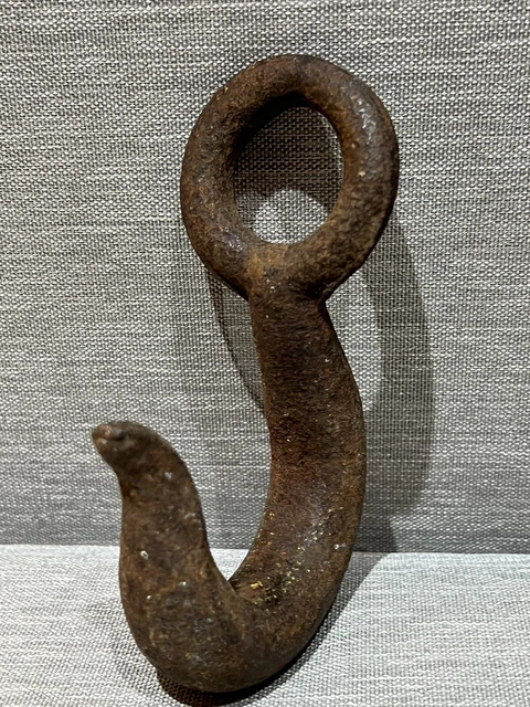 Vintage Large Heavy Duty 5” Rustic Cast Iron Hook With Hanger Hole