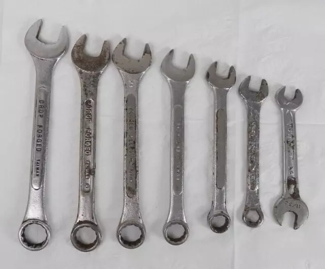 Lot of 7 Combination Wrenches SAE 9/16 1/2 7/16 3/8 5/16 11/32