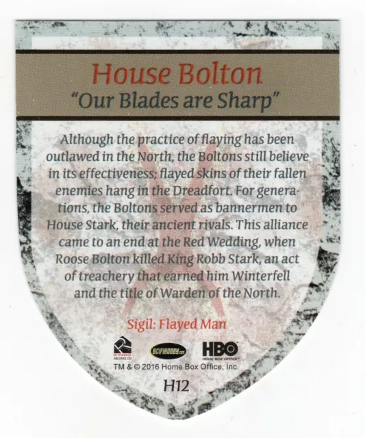 2016 Game of Thrones Season 5 Case Topper H12 House Bolton Our Blades are Sharp 2