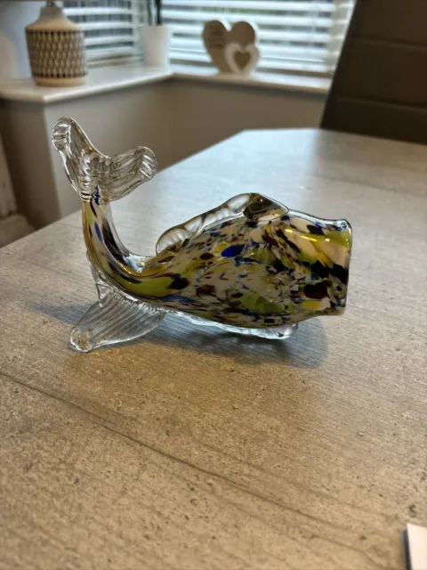 Vintage Murano Style Glass Fish Art Glass Hand Blown Vase, Ornament