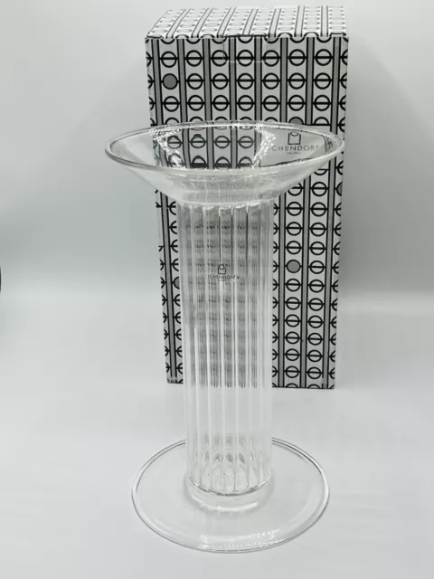 New Ichendorf Milano Glass Vase in Box Narciso Clear Glass Lines 9” Base Only