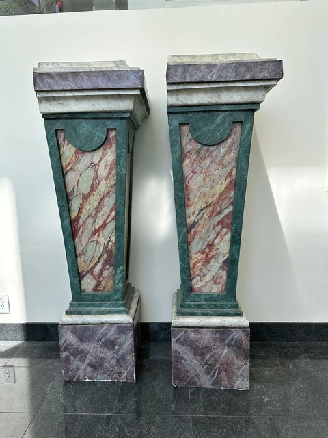 Pair of Antique Marbelized Tin Pedestals