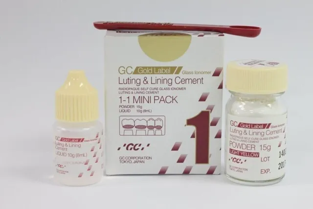 GC Fuji 1 Mini Pack Luting & Lining Cement Glass Ionomer Radiopaque 15g/10g