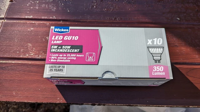 10X WICKES LED Light Bulb 5W 50W GU10 Lamp A 90 Saving LASTS