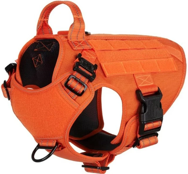 LARGE Tactical Dog Harness 2X Metal Buckle Working Dog MOLLE Vest with Handle