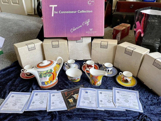 Clarice Cliff Connoisseur Collection By Wedgwood Ltd Edition + 6 Cups & Saucers