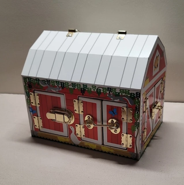 Melissa & Doug Wooden Latches Barn with 6 Doors Activity Busy Board Barn Only