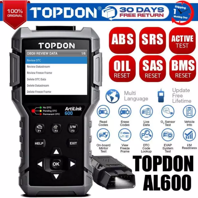 TOPDON AL600 PRO PROFI KFZ Diagnosegerät Auto OBD2 Scanner ABS SRS SAS Tool OBD