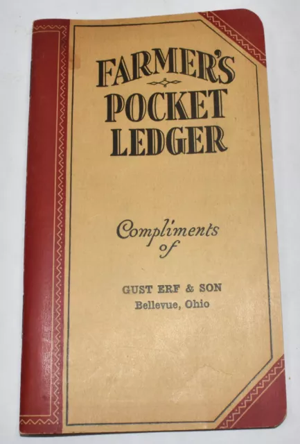 1934-35 John Deere JD Farm Tractor Pocket Ledger Gust Erf & Son Bellevue OH