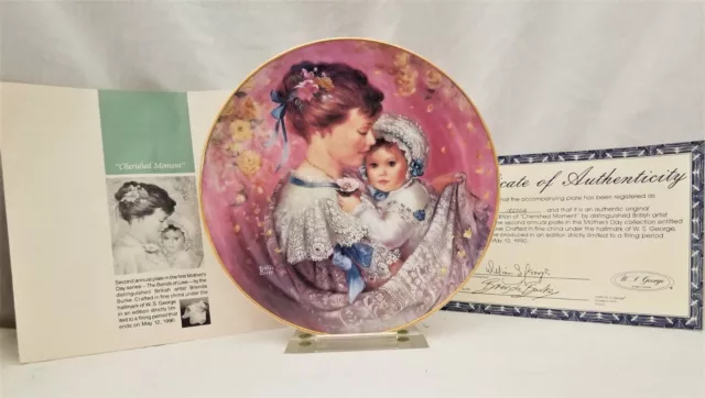 CHERISHED MOMENT by Brenda Burke Mother's Day Plate ~ The Bonds of Love ~ 1990