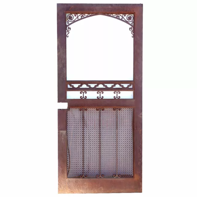Vintage American Gothic Revival Hammered Iron & Steel Screen Single Door c. 1929