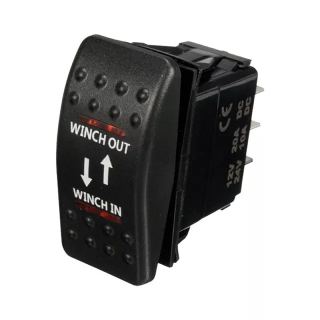 12V 20A Winch In Winch Out ON-OFF-ON Rocker Switch 7 Pin LED RED L8G5