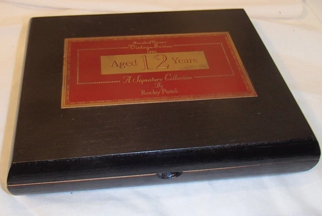 Rocky Patel 1990 Black Wooden Hinged Cigar Box Robustos