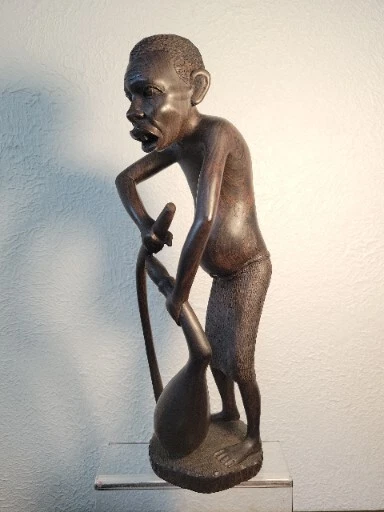 Vintage MAKONDE  12.6" Carved Wood  SCULPTURE Tribal Folk Art from MOZAMBIQUE
