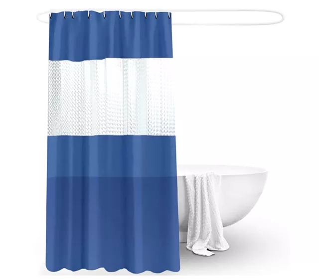 Tenda Doccia 180x200cm Antimuffa Impermeabile Blu Anelli Bagno Vasca PEVA 03351