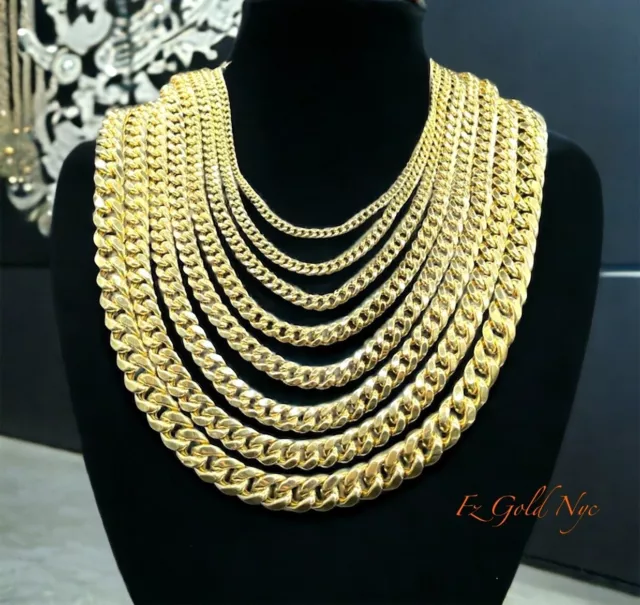 10K Gold Miami Cuban Chain Link Necklace- 10K Gold Chain - Miami Chain Necklace
