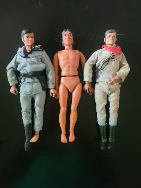 Vintage 1973 The Lone Ranger And Tonto Action Figure Lot of 3 Dolls Gabriel 10”