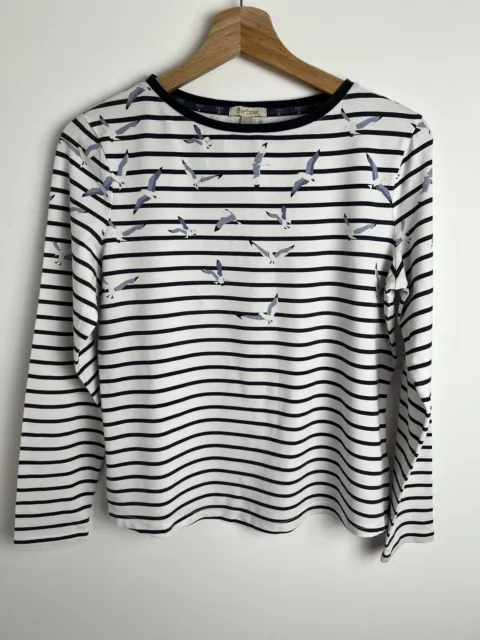 BARBOUR Blue & White Stripe Seagull Stretch Long Sleeve TShirt Top  *Size 10*