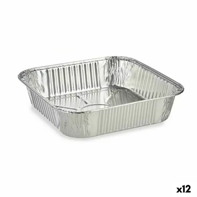 Set de Fuentes de Cocina Desechable Cuadrado Aluminio 20,5 x 6,5 x 20,5 cm [1