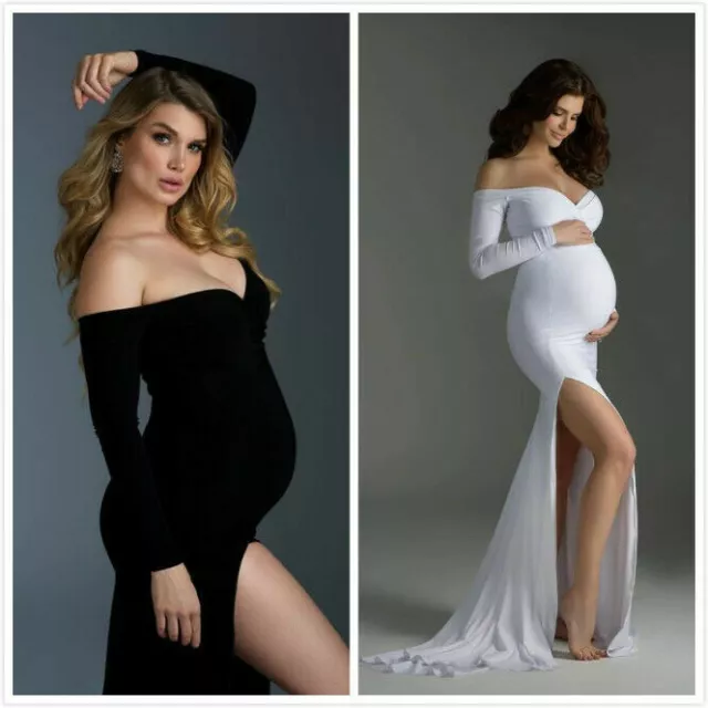 Para mujeres Split Algodón Vestido Fotografía Accesorios Embarazo Vestido Maternidad Embarazada