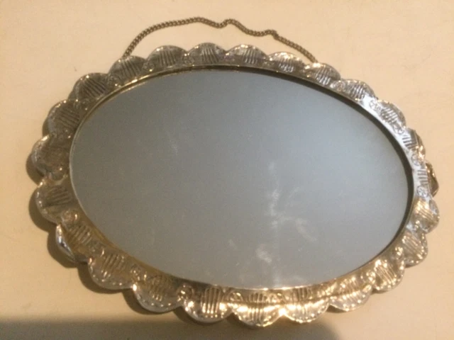 vintage 900 Silver 10" Turkish Wedding Mirror Marked  SAMI 900