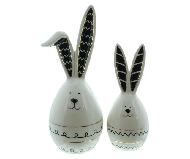 Lepre " Stile ",2er Set Pasquale Coniglio di Pasqua Porcellana Bianco