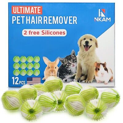 Pet Hair Remover for Laundry, Pack of 12 Reusable Lint Remover, Washing