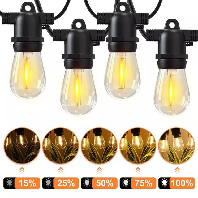 24FT LED Outdoor String Lights, Dimmable 2W S14 Bulbs, Waterproof Patio Decor
