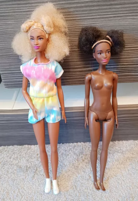 Barbie Fashionistas #180 Tall Blonde Afro Mbili Tie-dye Romper Ethic Dolls X2
