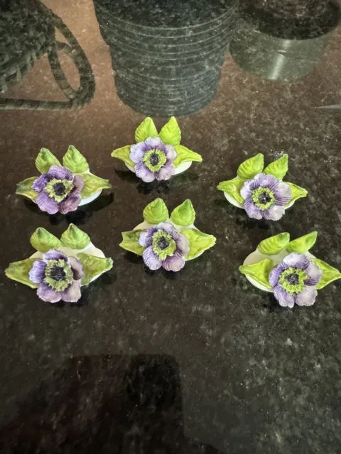 Vintage  Floral Place Card Holders Set of 6 Bone China England