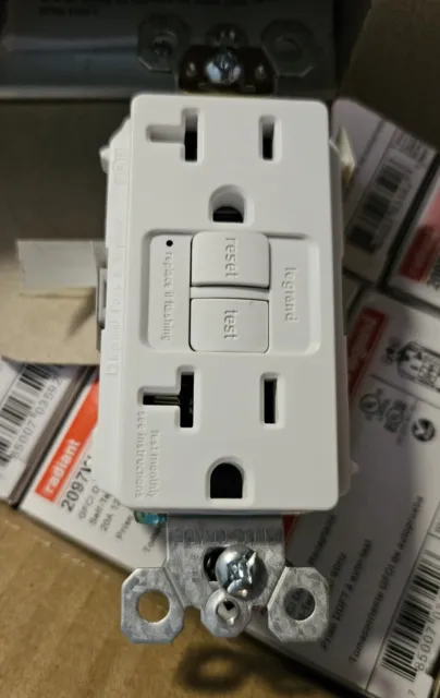 10 Pack Legrand Radiant Spec Grade Plug Tail 20A Self Test GFCI White Receptacle