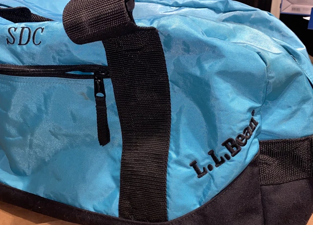 LL Bean Adventure Nylon Duffle Bag Set Blue22x12x14 large-16x9x12 smaller