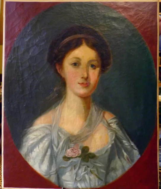 Suiveur de Greuze, portrait de jeune fille, XIXe, huile sur toile.