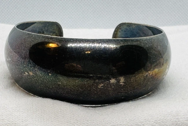 VintageSterling Silver 925 TAXCO Domed Cuff Bracelet Mexico Super Oxidized
