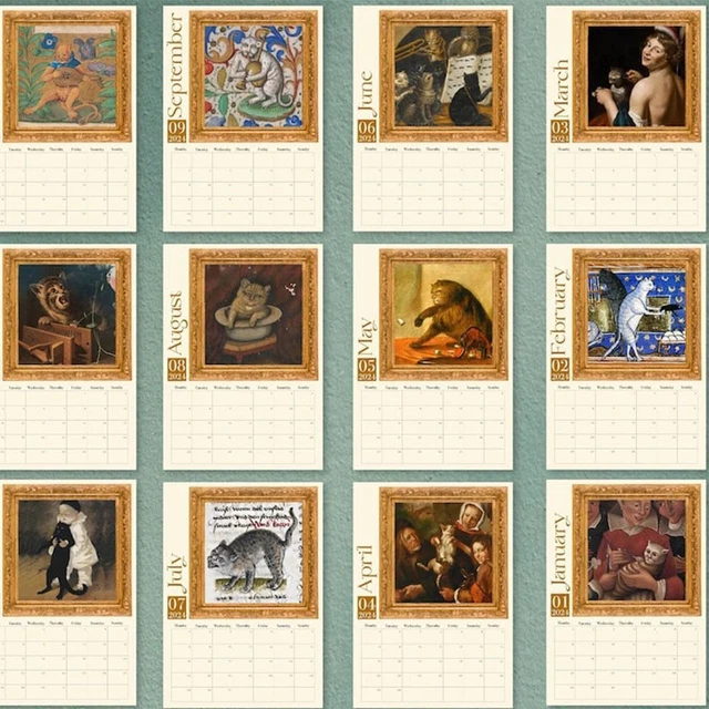 NEW YEAR'S GIFTS 2024 Medieval Cats Calendar 2024 Calendar Desk
