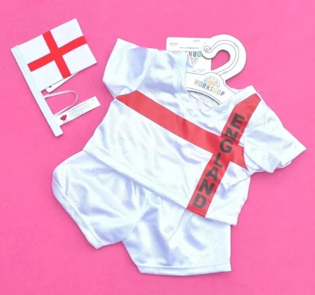 BUILD A BEAR T3 ❤️ England Football Kit  Outfit Shorts Top  Flag Clothes  BNWT