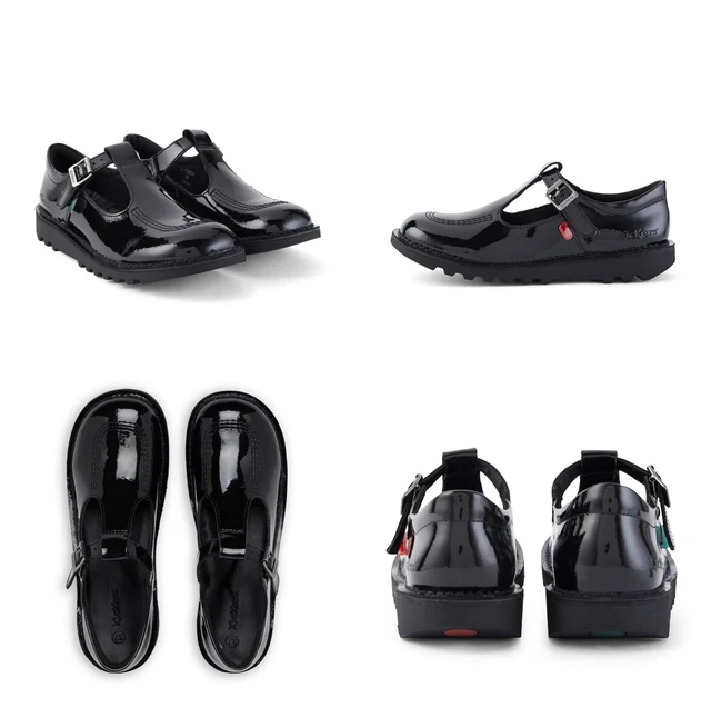 GIRLS KICKERS BLACK Patent Leather T Bar School Shoes New Youth Women s Size 3 6 54.95 PicClick UK