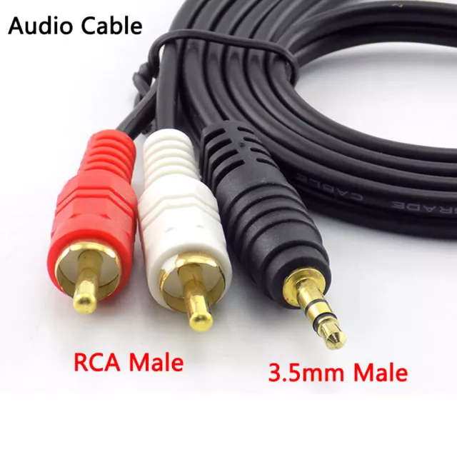 1.5/5/10M AUX Audio Cable 3.5mm Jack Male to 2 RCA Male AV Cord Fr Mp3 Phone Pod