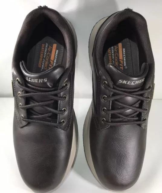 SKECHERS MEN'S CLASSIC Fit Memory Foam Waterproof Shoes Sz 9.5 Brown $25.00 - PicClick