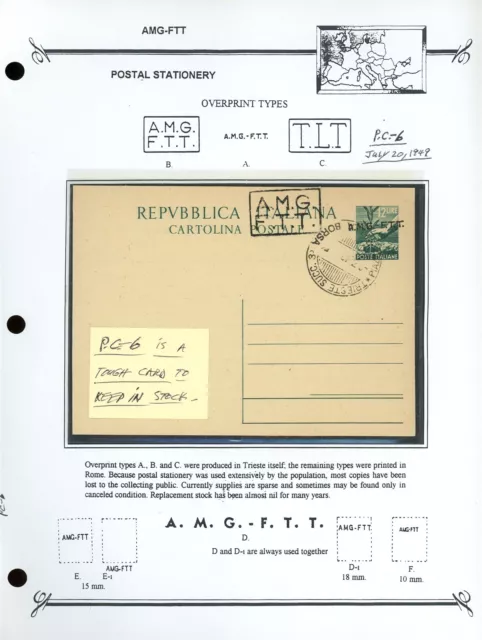 AMG-FTT Postal Stationery BUSH PAGE LOT #16 - PC6 12L A+B OVPTs (1949) - $$$