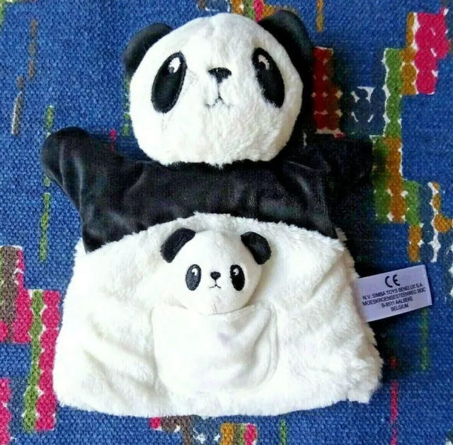 4Pa/ Doudou Marionnette Simba Kiabi Panda Poche Bebe Noir Blanc   Etat Neuf