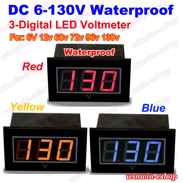 Test Waterproof Led WATERPROOF VOLTAGE TEST Meter DC 6V-130V 12V 24V 3-Digital LED ...