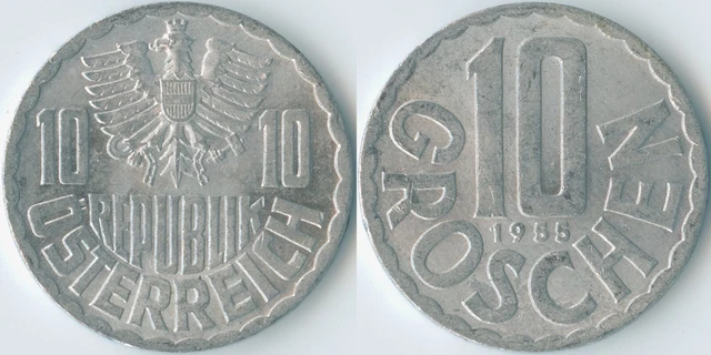 Austria 1955 10 Groschen KM# 2878 Al Second Republic Coat of Arms Eagle Value