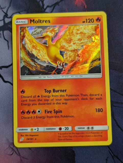 19/181 MOLTRES Holo Rare Pokemon TCG SUN & MOON TEAM UP - NM/VLP